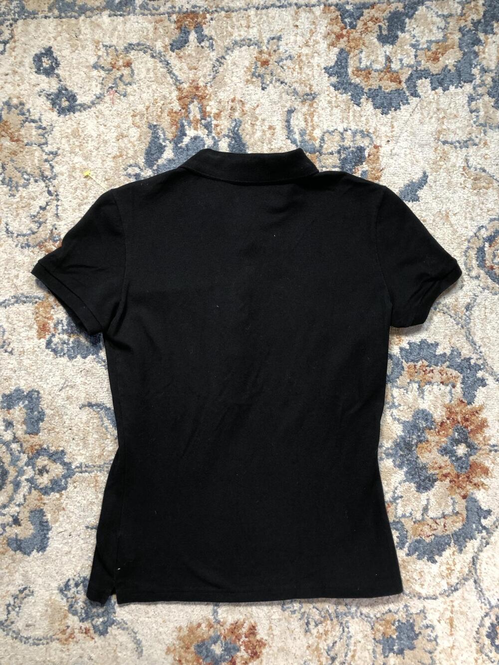 Lacoste Polo Shirt Womens 40 Black Slim Fit Short Sleeve Croc Logo Knit Casual - Picture 10 of 10